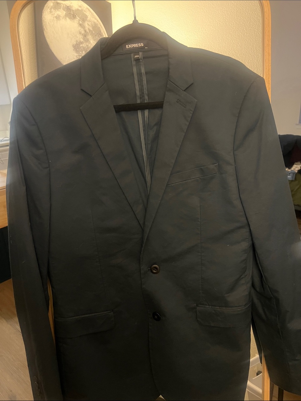 Express Men's Dark Black Two-Button Sport Coat